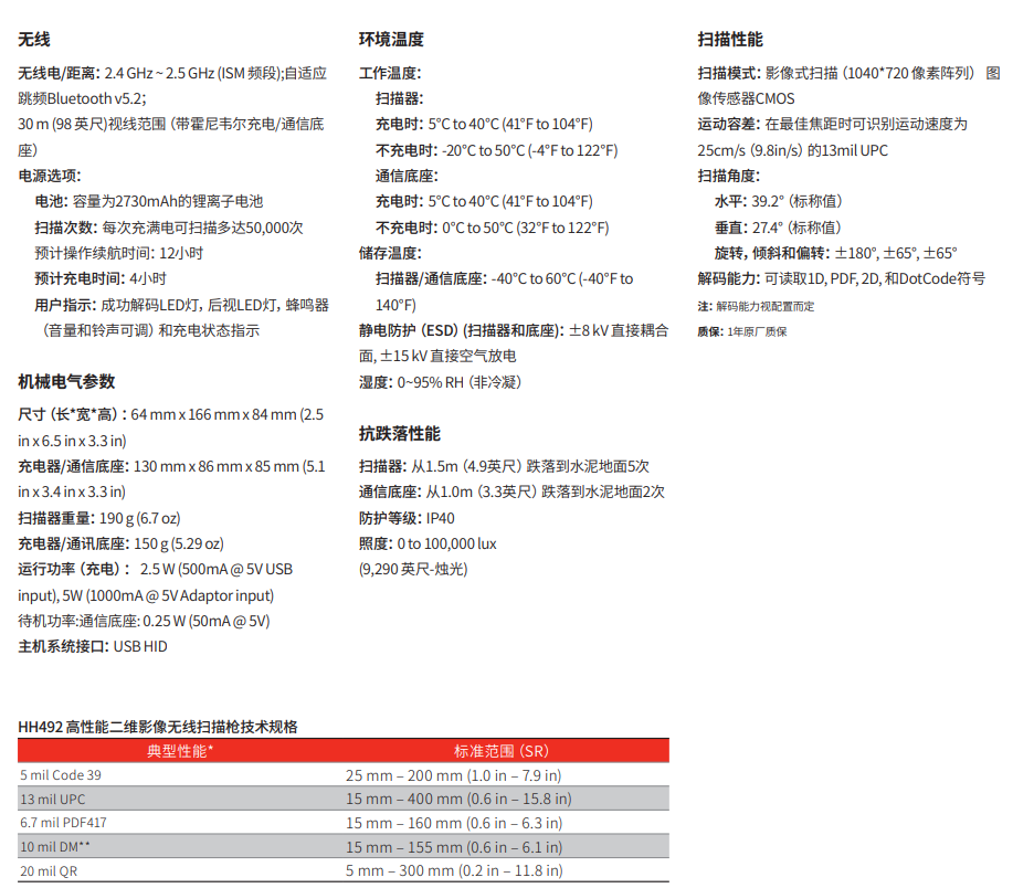 霍尼韋爾HH492二維無(wú)線掃描槍
